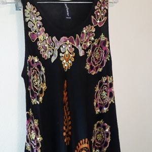 Beach Pool Coverup Batik Embroidered Black Dress